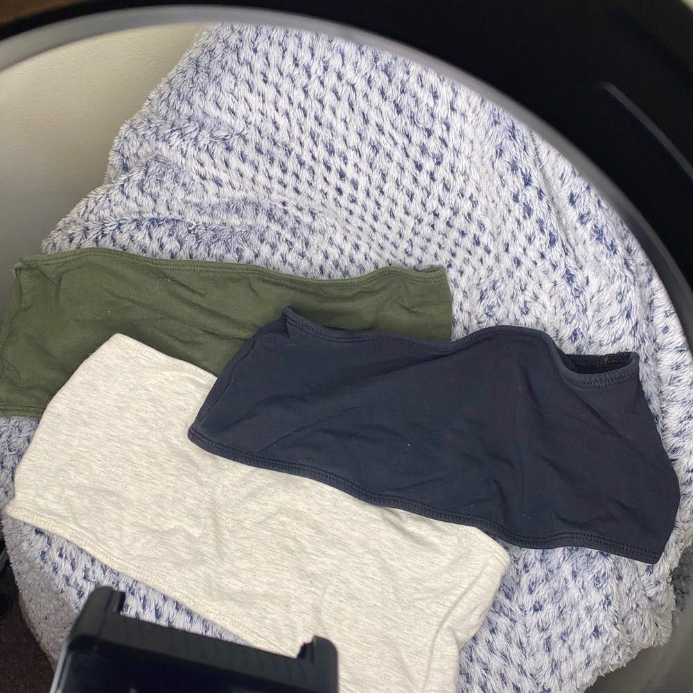 Heather grey, forest green and black halter top